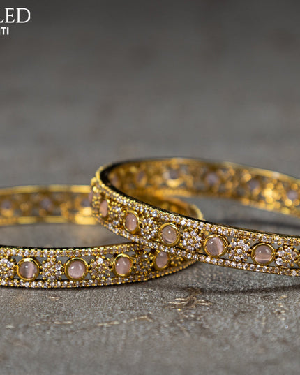Victorian bangles floral design with peach and cz stones
