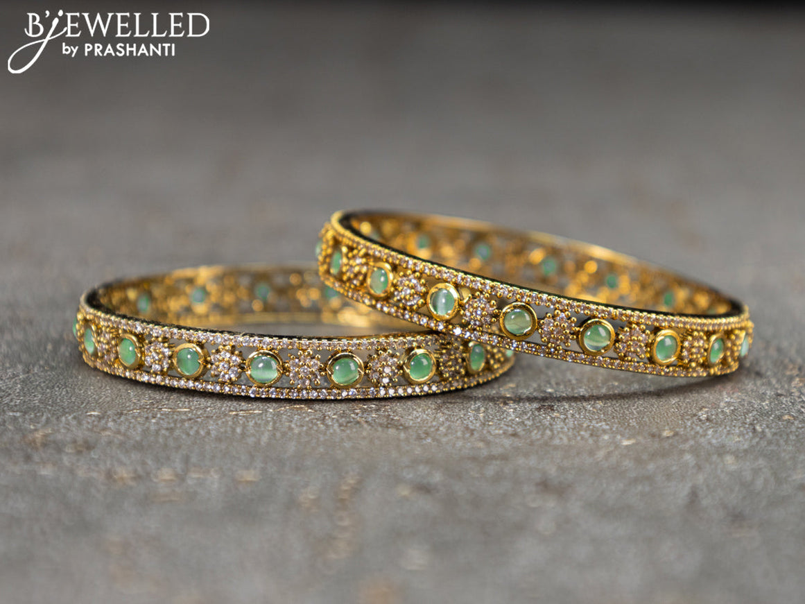 Victorian bangles floral design with mint green and cz stones