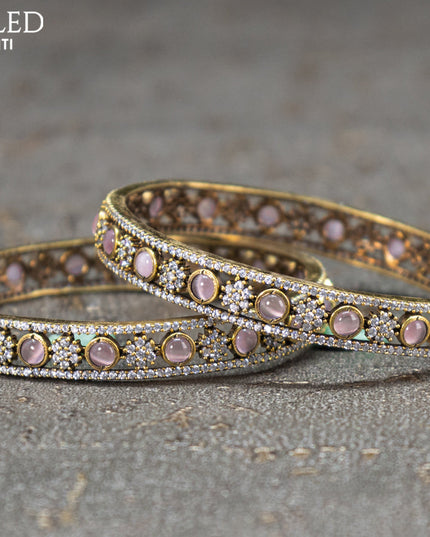 Victorian bangles floral design with baby pink and cz stones