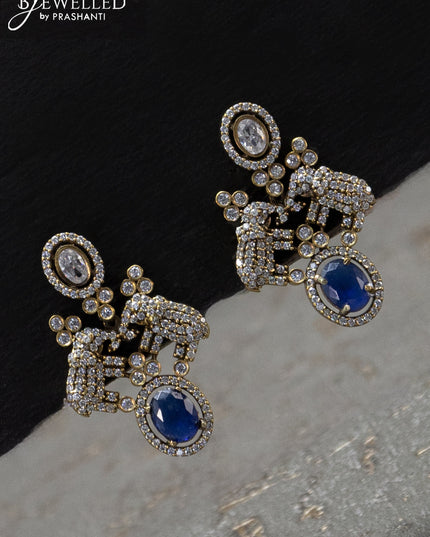 Necklace elephant design with sapphire and cz stones in victorian finish