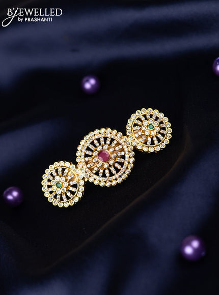 Antique hair clips small size with kemp and cz stones