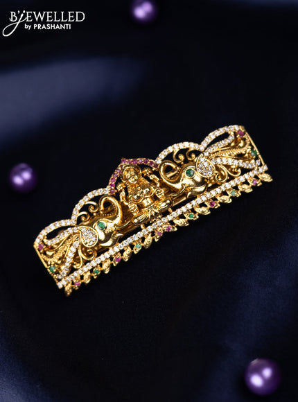 Antique hair clips medium size lakshmi design with kemp and cz stones