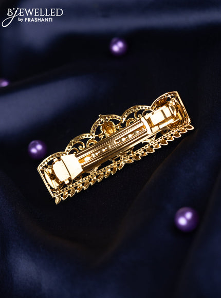 Antique hair clips medium size lakshmi design with kemp and cz stones