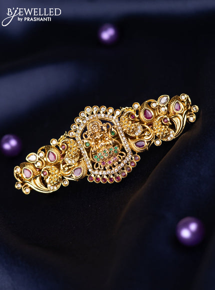 Antique hair clips medium size lakshmi design with kemp and cz stones