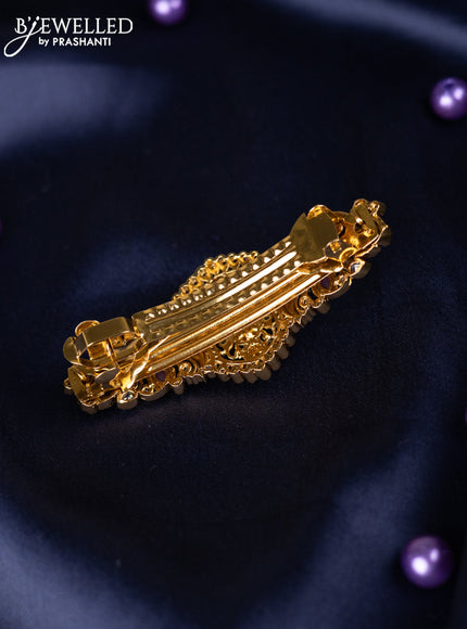 Antique hair clips medium size lakshmi design with kemp and cz stones