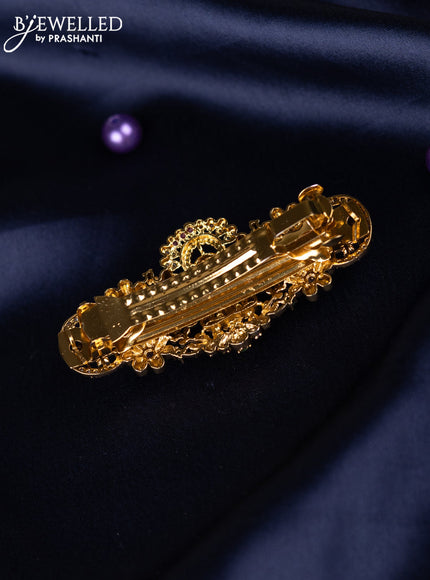 Antique hair clips medium size lakshmi design with kemp and cz stones