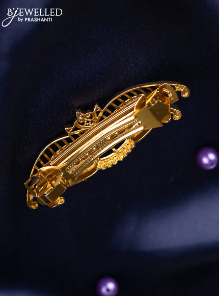 Antique hair clips medium size floral design with kemp and cz stones