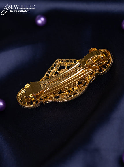 Antique hair clips medium size lakshmi design with kemp and cz stones