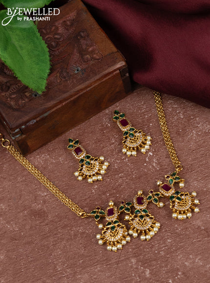 Antique choker with kemp & cz stones and pearl hangings