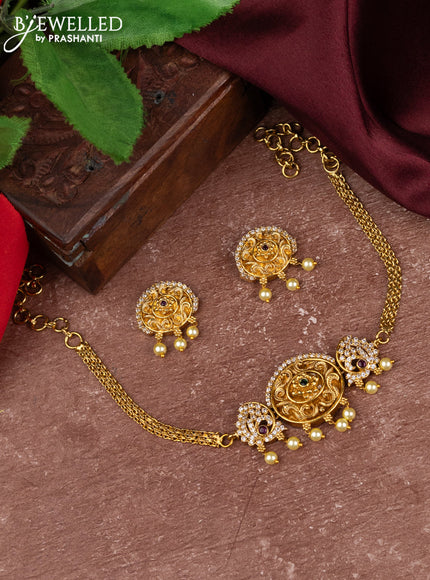 Antique choker with kemp & cz stones and pearl hangings