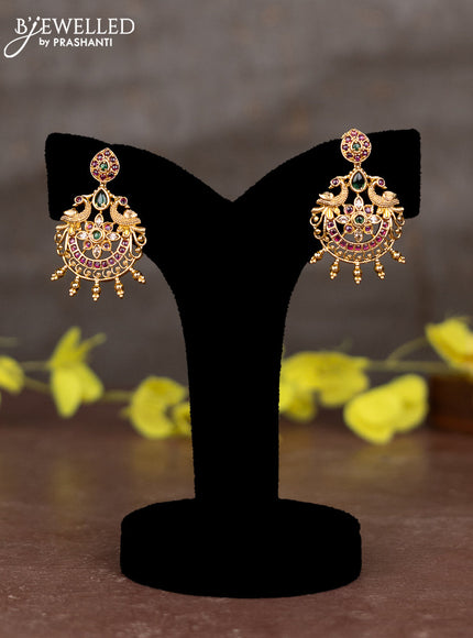 Pearl necklace peacock design with kemp and cz stones