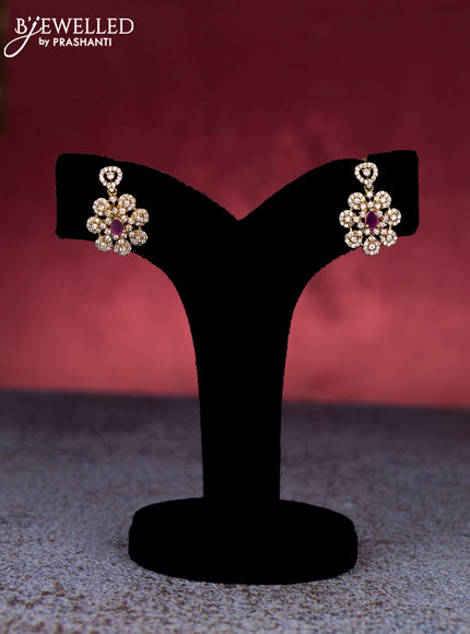 Beaded maroon necklace with ruby and cz stones in victorian finish