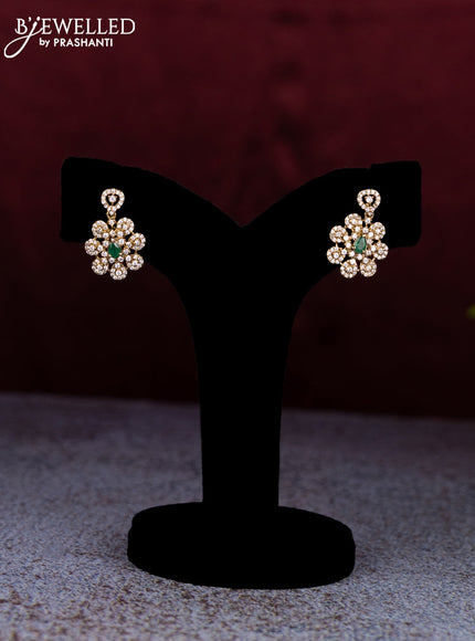 Beaded green necklace with emerald and cz stones in victorian finish