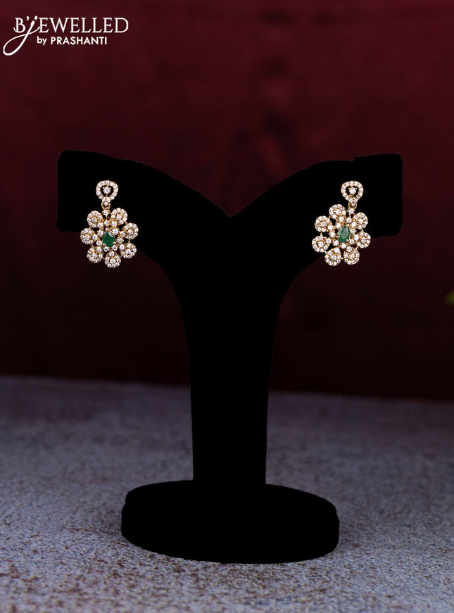 Beaded green necklace with emerald and cz stones in victorian finish