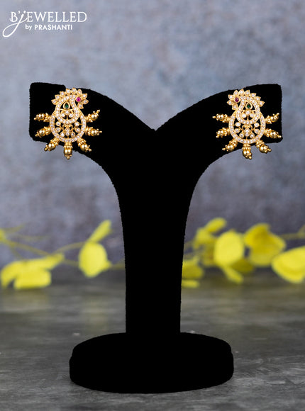 Pearl double layer haram peacock design with kemp and cz stones