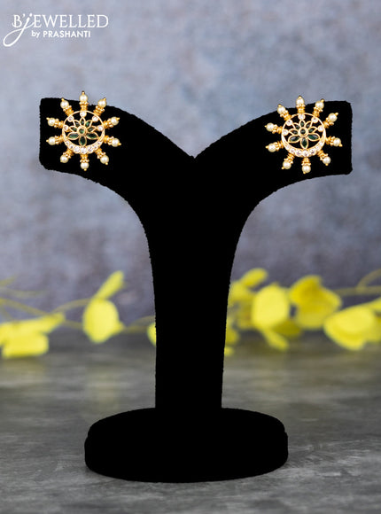 Pearl double layer haram chandbali design with emerald and cz stones