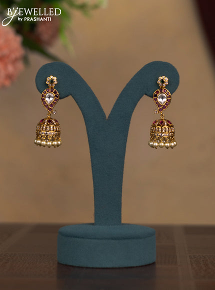 Antique combo set manga & peacock design with kemp & kundan stones and pearls