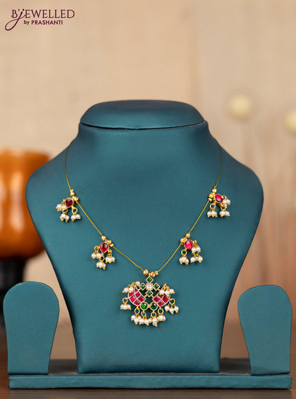Invisible chain with jadau kundan stones and pearl hangings