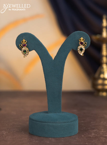 Antique attigai necklace manga pattern with kemp & cz stones and pearl hangings