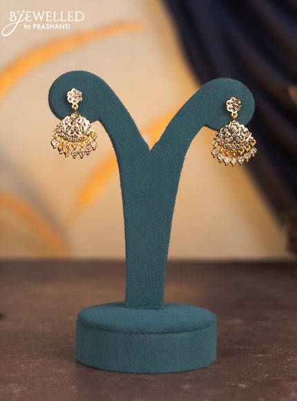 Attigai necklace manga pattern with cz stones and hangings in gold finish