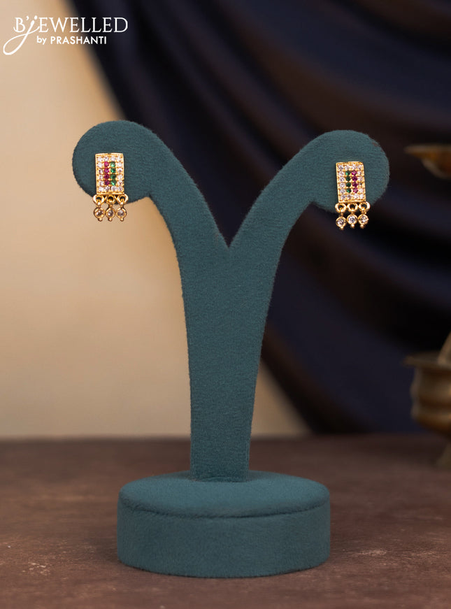 Attigai necklace with kemp & cz stones and hangings in gold finish