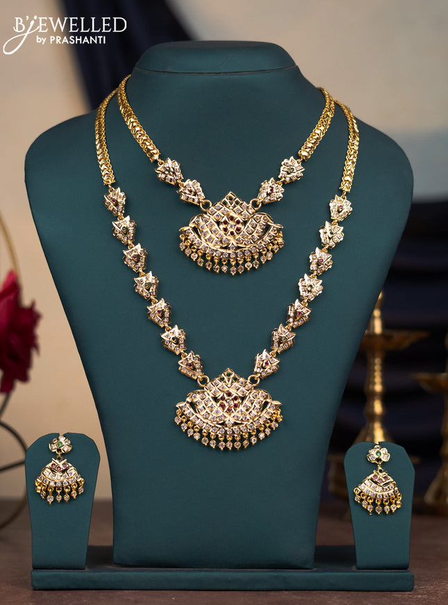 Attigai combo set with kemp & cz stones and hangings
