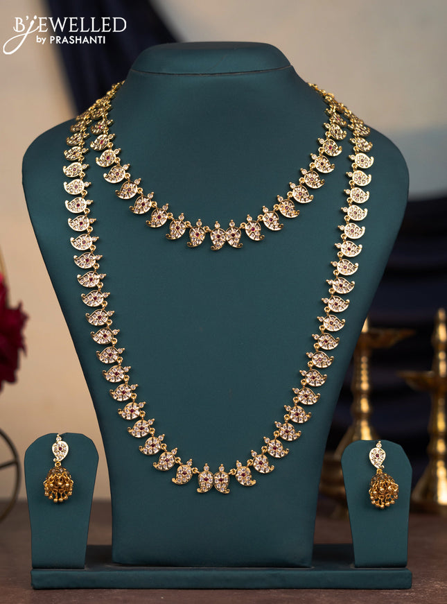 Attigai combo set manga pattern with ruby & cz stones and hangings