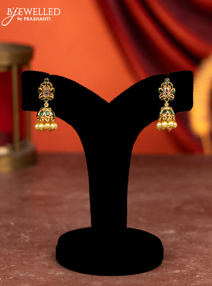 Antique choker with emerald & cz stones and pearl hangings