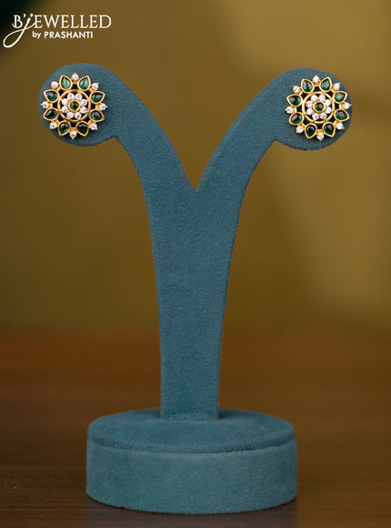 Pearl necklace with emerald and cz stones
