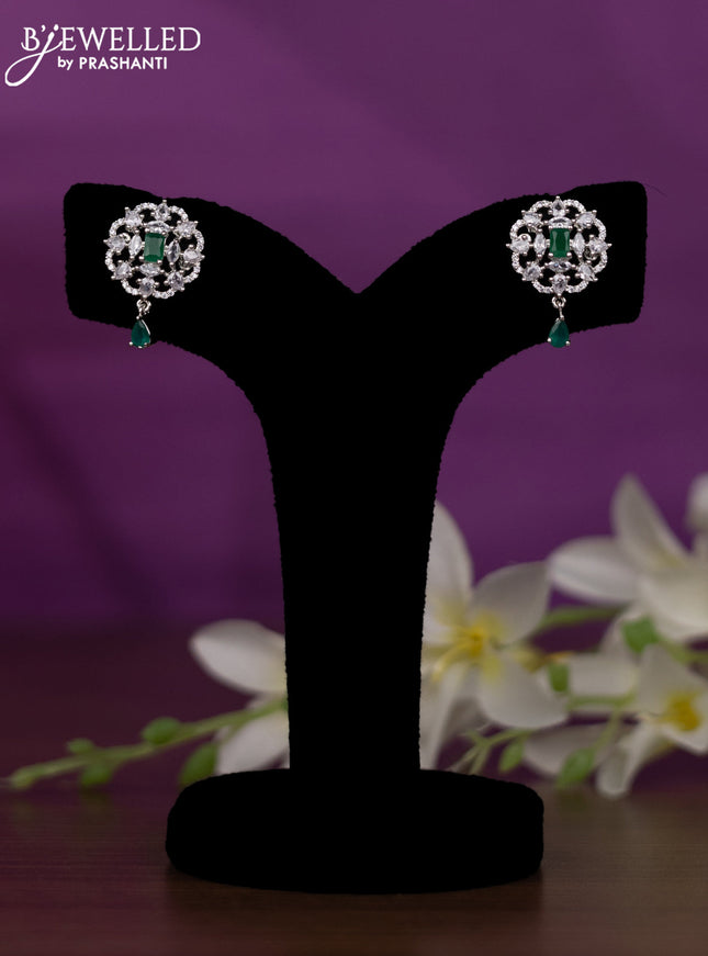 Crystal beaded mint green necklace with emerald and cz stones