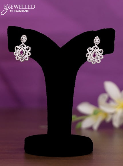 Crystal beaded pink nceklace with ruby and cz stones