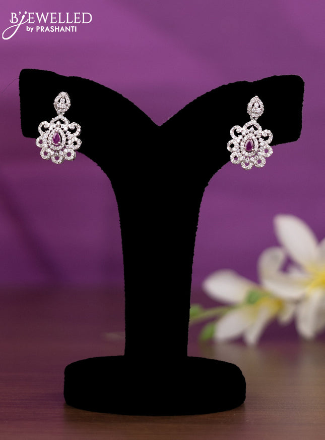 Crystal beaded pink nceklace with ruby and cz stones