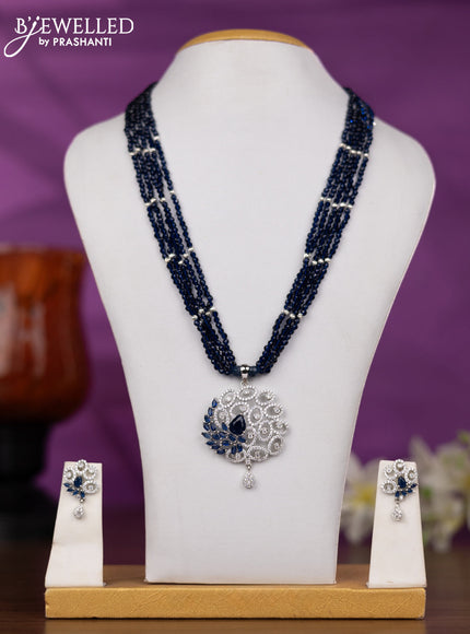 Crstal beaded wine necklace with cz stones