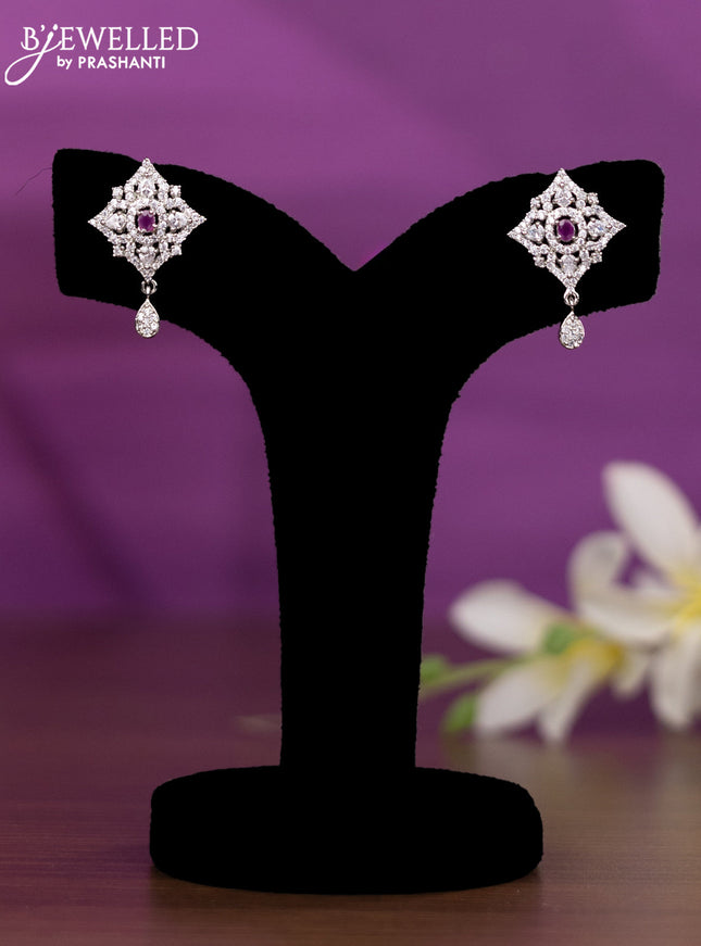 Crystal beaded pink nceklace with ruby and cz stones