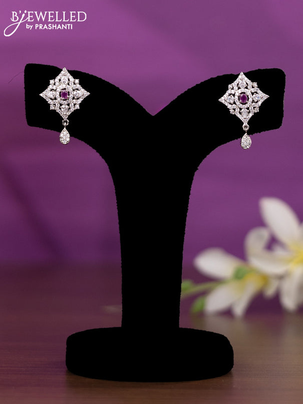 Crystal beaded pink nceklace with ruby and cz stones