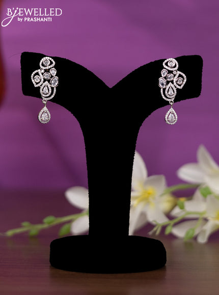 Crystal beaded grey nceklace with cz stones