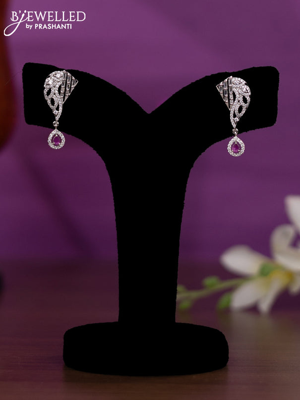 Crystal beaded pink nceklace with ruby and cz stones