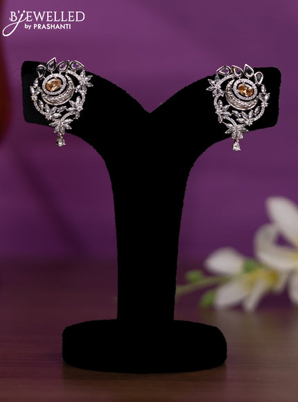 Crystal beaded peach nceklace with peach and cz stones