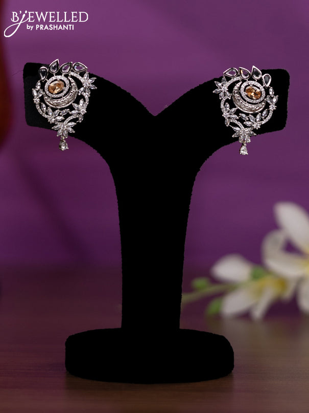 Crystal beaded peach nceklace with peach and cz stones