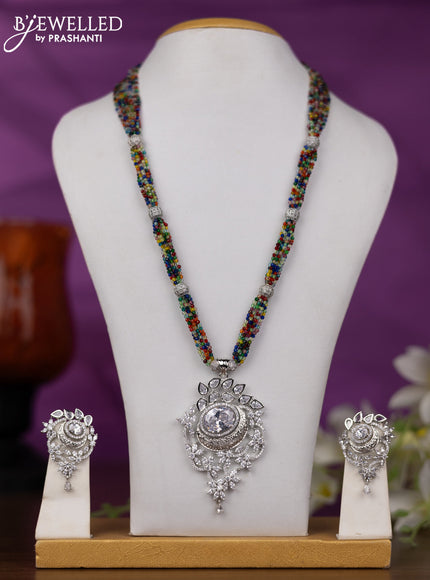 Crystal beaded multicolour nceklace with cz stones