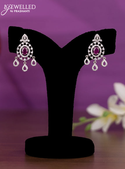 Crystal beaded pink nceklace with ruby and cz stones