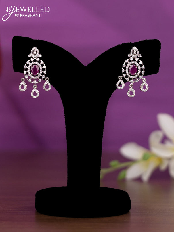 Crystal beaded pink nceklace with ruby and cz stones