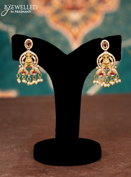 Antique ring type choker lakshmi design with ruby & cz stones and pearl hangings