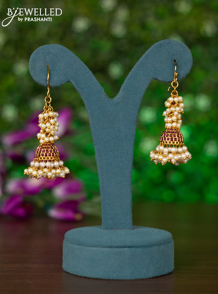 Antique hanging type with ruby stones and pearl hangings