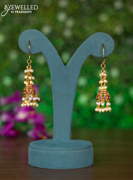 Antique hanging type with ruby stones and pearl hangings