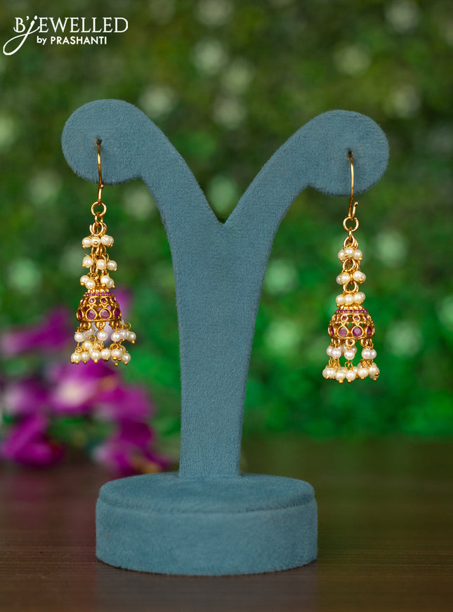 Antique hanging type with ruby stones and pearl hangings