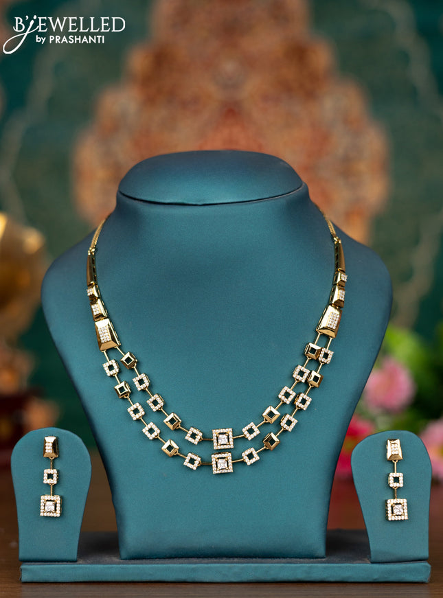 Necklace double layer with cz stones in victorian finish