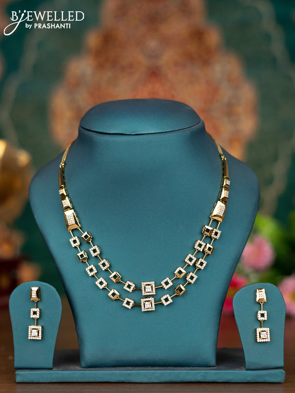 Necklace double layer with cz stones in victorian finish