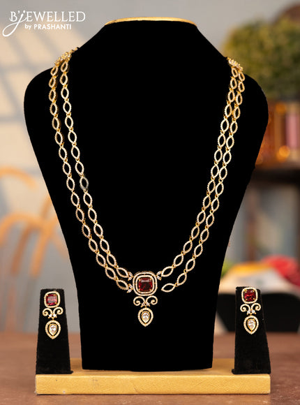 Antique double layer haram with ruby and cz stones