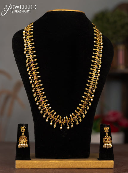 Antique haram with ruby stones and pearl hangings